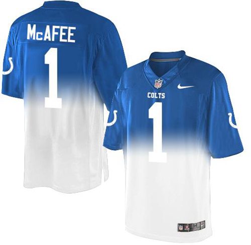 Nike Colts #1 Pat McAfee Royal Blue/White Men's Stitched NFL Elite Fadeaway Fashion Jersey - Click Image to Close